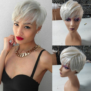 BeiSDWig Mixed Synthetic Wigs for Black/White Women Short Green Hair Wig Heat Reistant Hairstyles for Women Haircuts