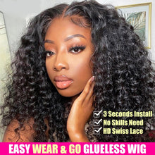 Load image into Gallery viewer, Water Wave Glueless Wig Pre-Cut Swiss Lace Wig Easy Wear Go Glueless Air Wig MARRYU Natural Wave Curly Human Hair Wigs For Women
