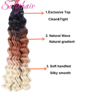 Sallyhair Synthetic Crochet Hair Deep Wave Braiding 22inch Crochet Braids Black Blue Color Bulk Hair Afro Curly Hair Extensions