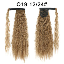 Load image into Gallery viewer, Corn Wavy Long Ponytail Synthetic Hairpiece Wrap Clip On Hair Extensions Ombre Brown Pony Tail Blonde Fack Hair

