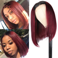 Load image into Gallery viewer, UNice Hair 4x4 Bob Closure Wig Brazilian 613 Lace Frontal Wig 13x4 Blonde Lace Front Wig Human Hair Short Ombre 99J Bob Wig
