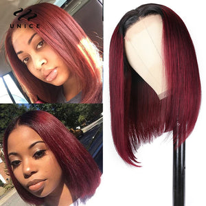 UNice Hair 4x4 Bob Closure Wig Brazilian 613 Lace Frontal Wig 13x4 Blonde Lace Front Wig Human Hair Short Ombre 99J Bob Wig