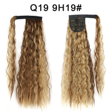 Load image into Gallery viewer, Corn Wavy Long Ponytail Synthetic Hairpiece Wrap Clip On Hair Extensions Ombre Brown Pony Tail Blonde Fack Hair
