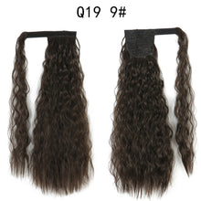 Load image into Gallery viewer, Corn Wavy Long Ponytail Synthetic Hairpiece Wrap Clip On Hair Extensions Ombre Brown Pony Tail Blonde Fack Hair
