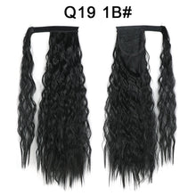 Load image into Gallery viewer, Corn Wavy Long Ponytail Synthetic Hairpiece Wrap Clip On Hair Extensions Ombre Brown Pony Tail Blonde Fack Hair
