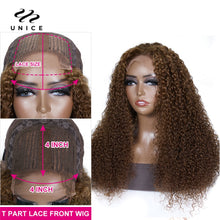 Load image into Gallery viewer, UNice Hair Color 4 Brown Lace Wig Brazilian Curly Human Hair Wig 4x0.75 Chocolate Brown Wig T Part Lace Wig Human Hair
