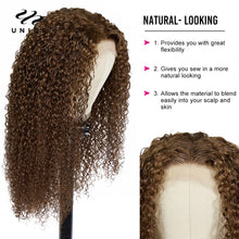 Load image into Gallery viewer, UNice Hair Color 4 Brown Lace Wig Brazilian Curly Human Hair Wig 4x0.75 Chocolate Brown Wig T Part Lace Wig Human Hair
