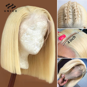 UNice Hair 4x4 Bob Closure Wig Brazilian 613 Lace Frontal Wig 13x4 Blonde Lace Front Wig Human Hair Short Ombre 99J Bob Wig