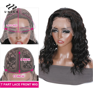 Unice Hair Natural Wave Bob Wigs Human Hair Short Human Hair T Part Lace Wig 13x5x1 Lace Part Wig Natural Wavy Hair for Women