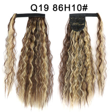 Load image into Gallery viewer, Corn Wavy Long Ponytail Synthetic Hairpiece Wrap Clip On Hair Extensions Ombre Brown Pony Tail Blonde Fack Hair
