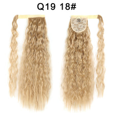 Load image into Gallery viewer, Corn Wavy Long Ponytail Synthetic Hairpiece Wrap Clip On Hair Extensions Ombre Brown Pony Tail Blonde Fack Hair
