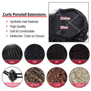 BOL Curly Ponytail Extension Human Hair Feeling Natural Hairpiece 24-32Inch Soft Long Drawstring Hair PonyTail Clip On for Women