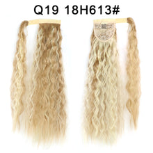 Load image into Gallery viewer, Corn Wavy Long Ponytail Synthetic Hairpiece Wrap Clip On Hair Extensions Ombre Brown Pony Tail Blonde Fack Hair
