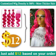 Load image into Gallery viewer, Sexay Pink Human Hair 3 Bundles With Closure Baby Hair 28 Inch Brazilian Body Wave Pre Plucked Lace Closures With Hair Bundles
