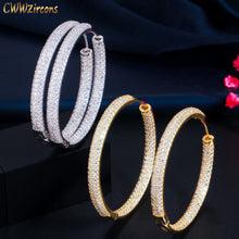Load image into Gallery viewer, CWWZircons Stunning Double Sided Cubic Zirconia Big Circle Round Hoop Earrings for Women 2021 Trendy Gold Color Jewelery CZ843
