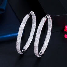 Load image into Gallery viewer, CWWZircons Stunning Double Sided Cubic Zirconia Big Circle Round Hoop Earrings for Women 2021 Trendy Gold Color Jewelery CZ843
