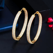 Load image into Gallery viewer, CWWZircons Stunning Double Sided Cubic Zirconia Big Circle Round Hoop Earrings for Women 2021 Trendy Gold Color Jewelery CZ843
