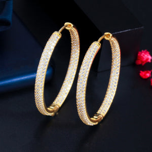 CWWZircons Stunning Double Sided Cubic Zirconia Big Circle Round Hoop Earrings for Women 2021 Trendy Gold Color Jewelery CZ843
